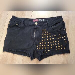 Black Studded Women's Denim Shorts